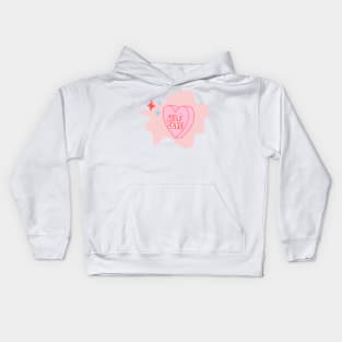 Cute Aesthetic Self Care Love pink design Kids Hoodie